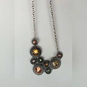 Premier Designs Silvertone Multi Colored Stones Necklace